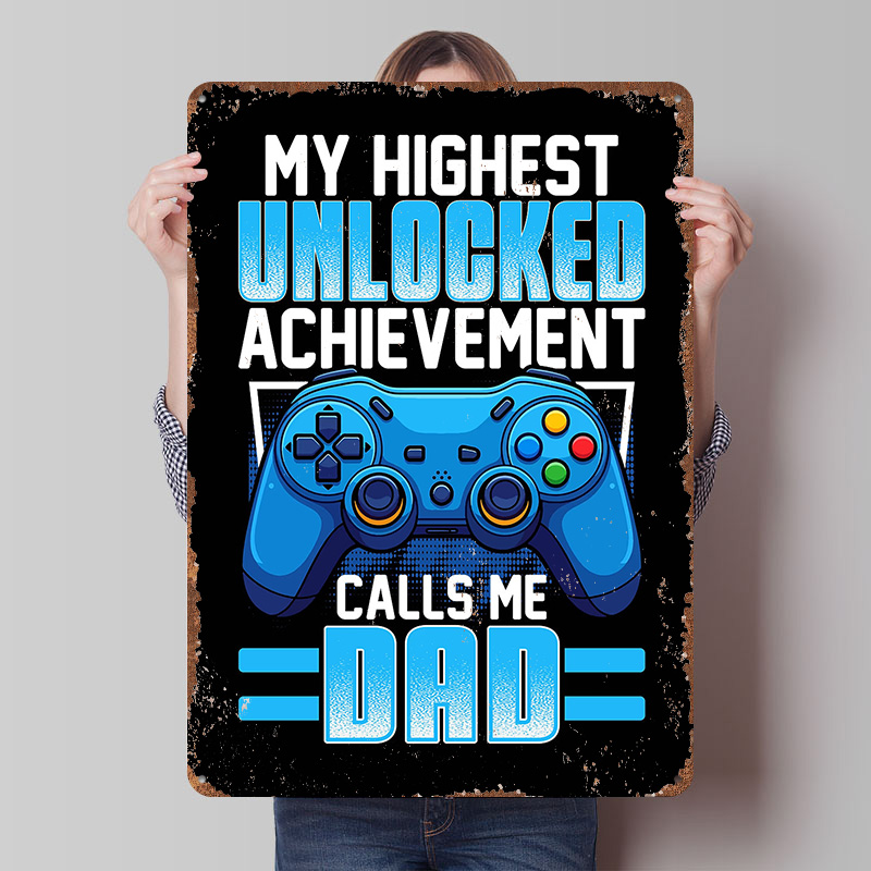 Retro Gaming Achievements - Gaming Dad Achievement Tin Poster Customized