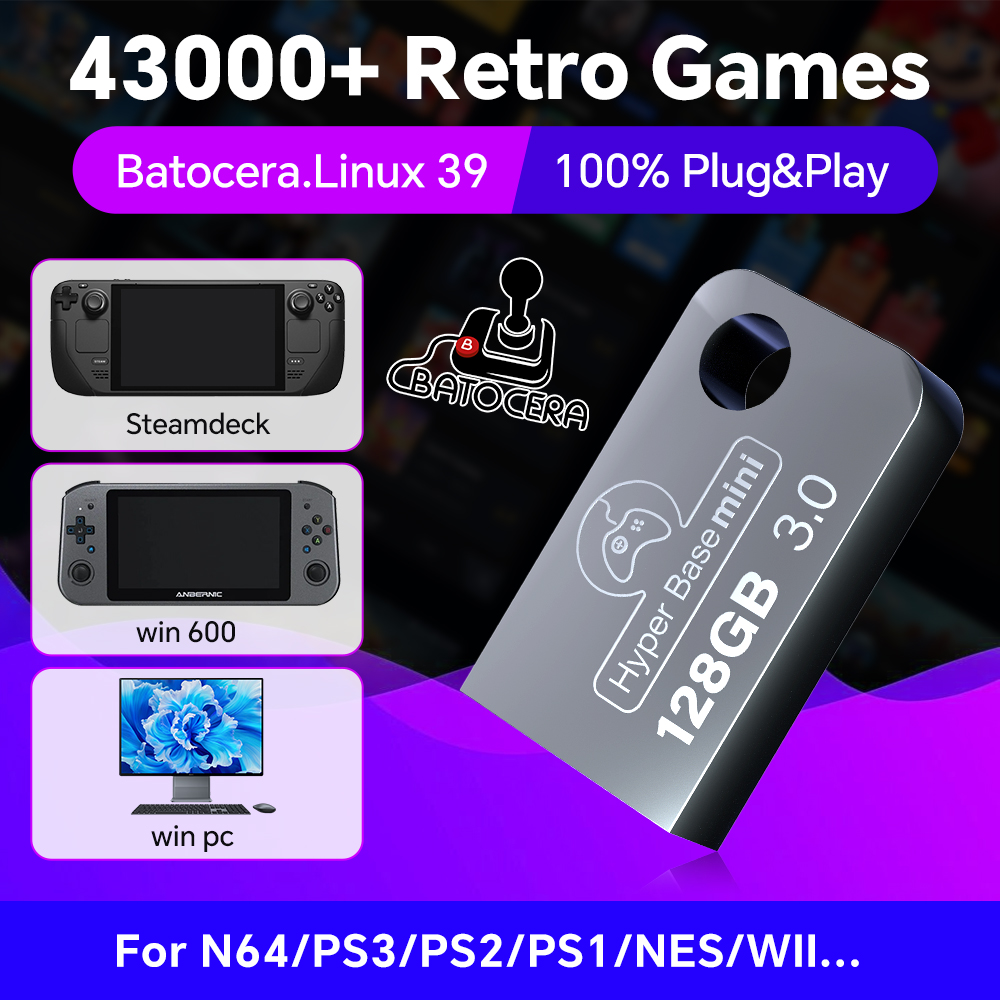 Retro Gaming Handheld Console - Batocera 128G USB Flash Drive For
