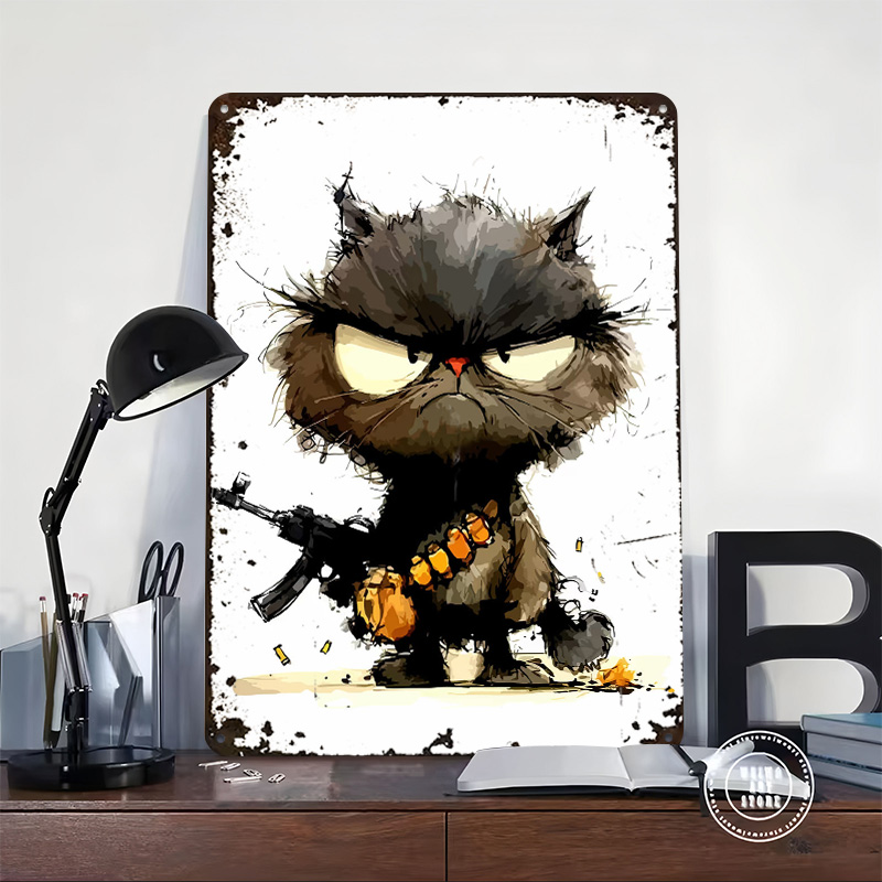 Cat With Gun Printed Poster Cu - Retro Gaming Gun recension och pris