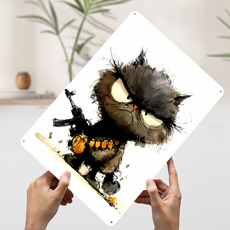 Cat With Gun Printed Poster Cu - Retro Gaming Gun recension och pris